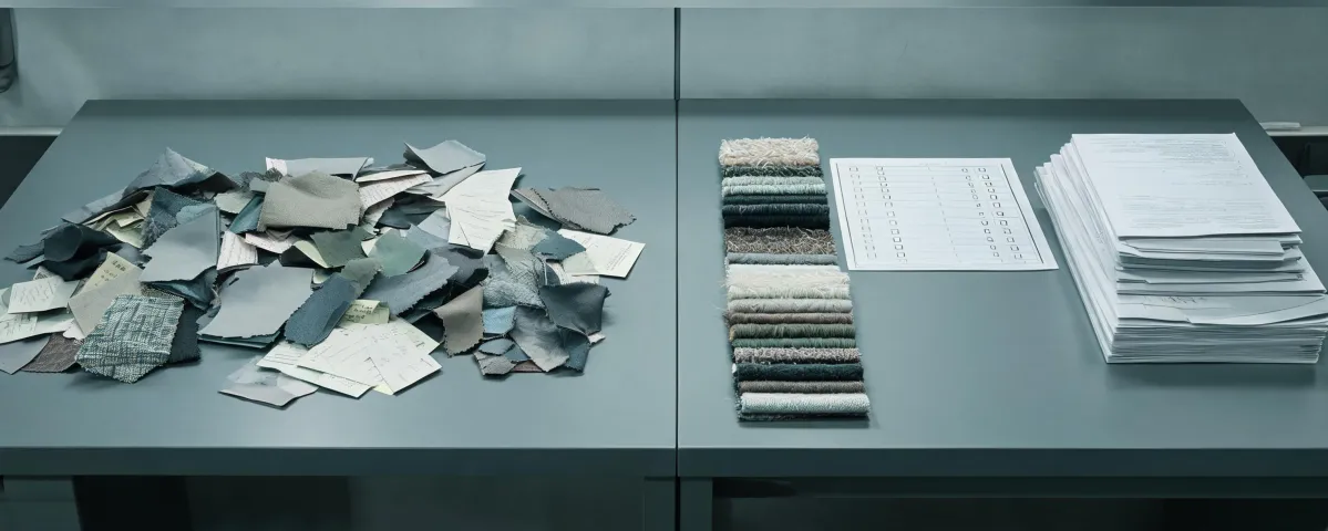 Before and after textile sourcing brief comparison